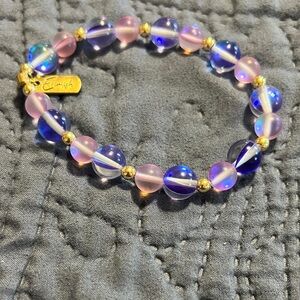 Erimish Pink and Purple Beaded Bracelet with Gold Details